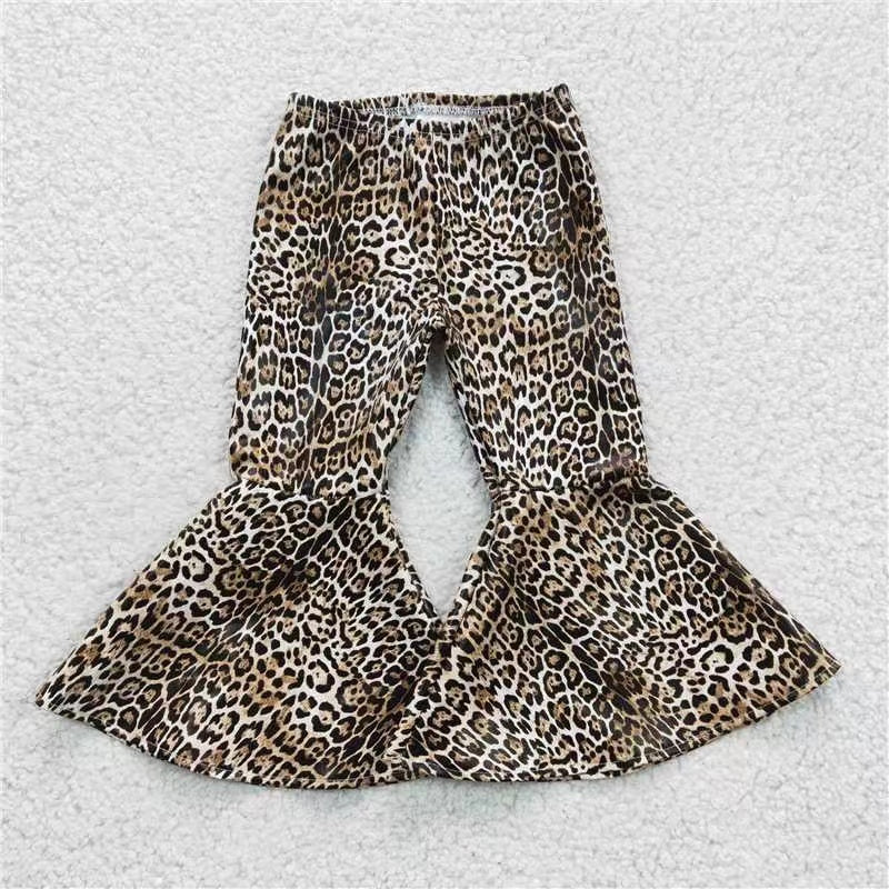 P0050 girls leather brown leopard bell pants 20230316 RTS