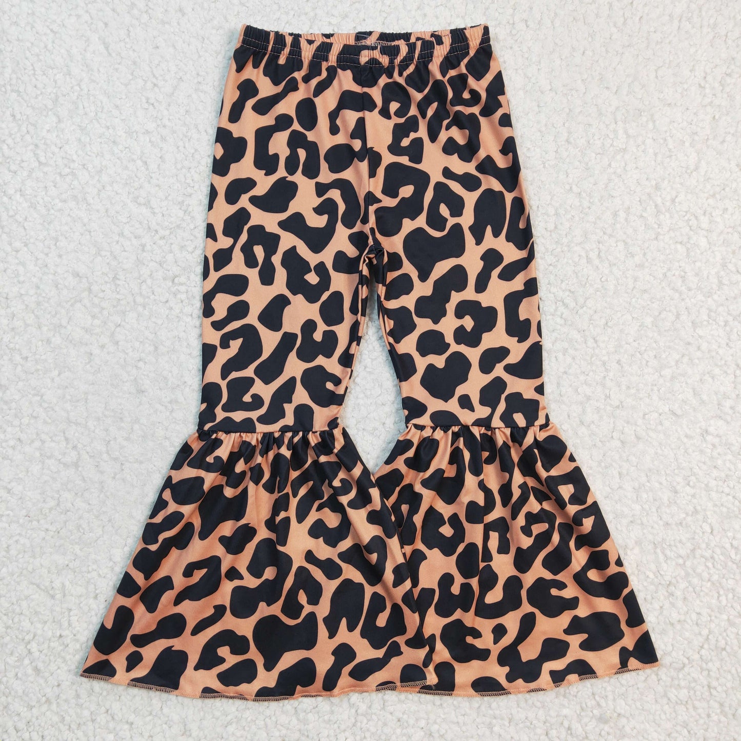 P0053 brown leopard girl long Bell bottom pants 20230102