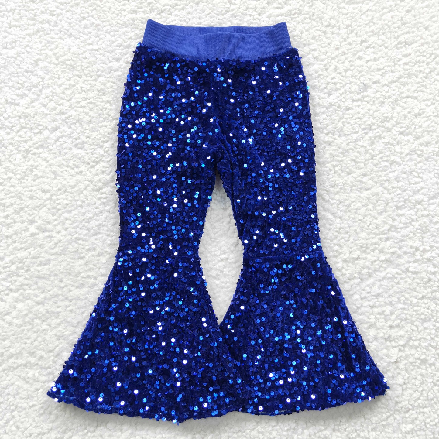 P0077 kids sequin long bell Blue pants RTS Free shipping order $100+