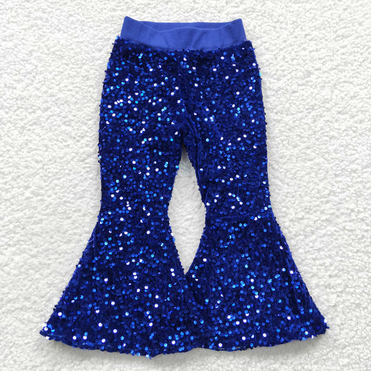 P0077 kids sequin long bell Blue pants RTS Free shipping order $100+