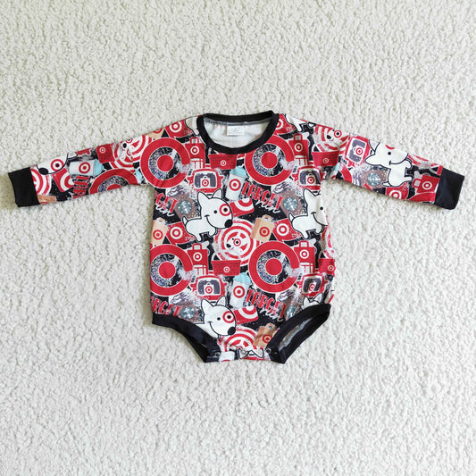 RTS red round eye dog long sleeve Bubble boy girl romper 0804 RTS
