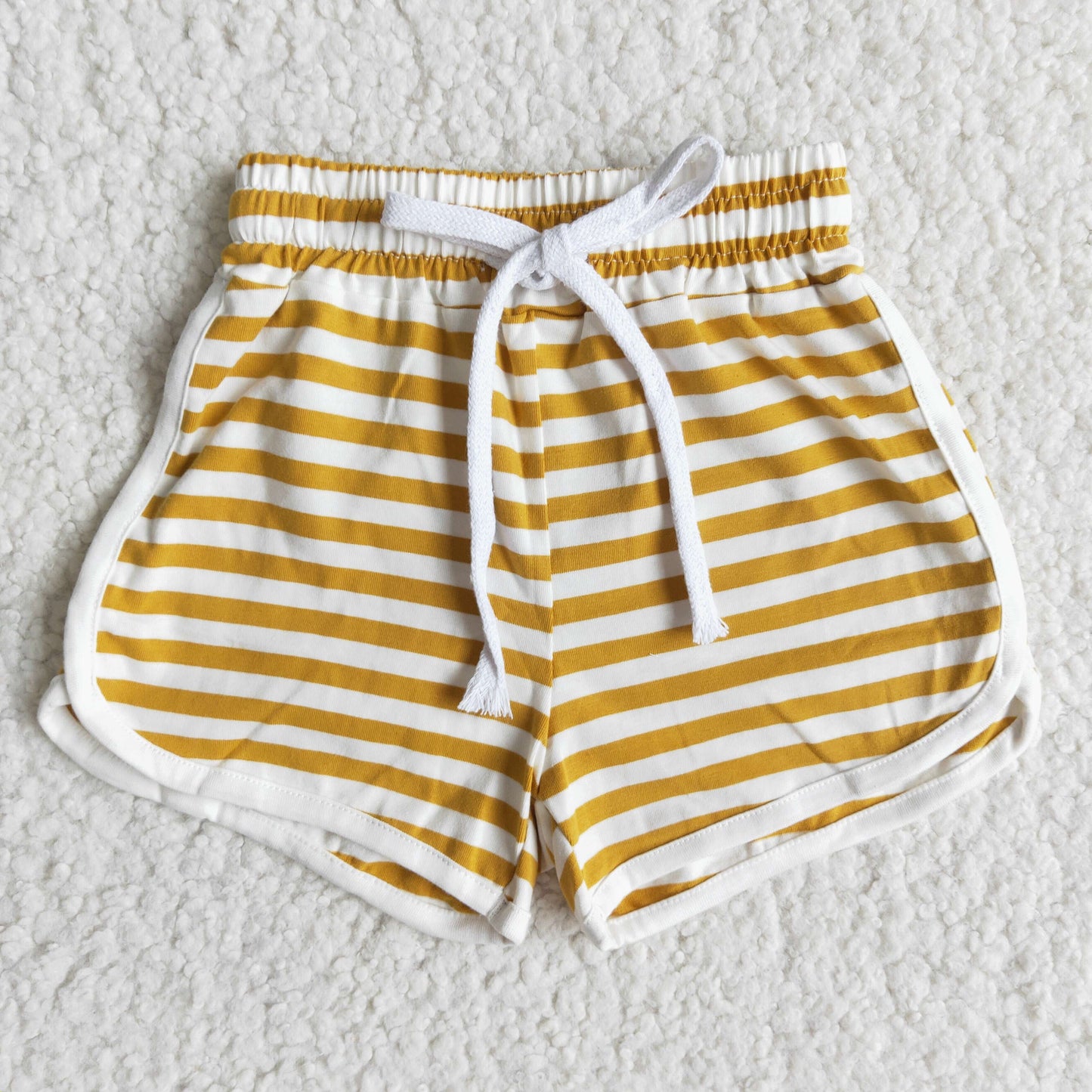 brown white stripe girls cotton sports shorts 0124