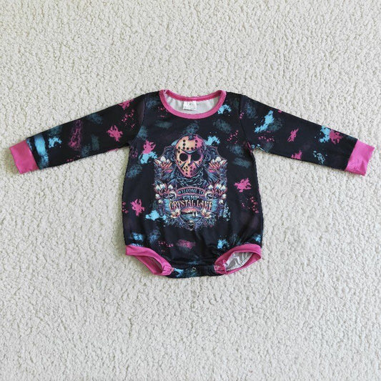 LR0081 RTS long sleeves girl romper new Halloween black cartoon skull 0824