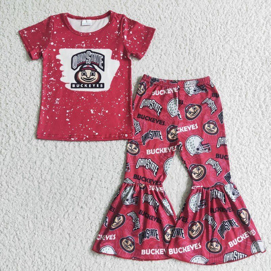 RTS red duckeyes short sleeve pants girl outfit clothes Christmas 1025