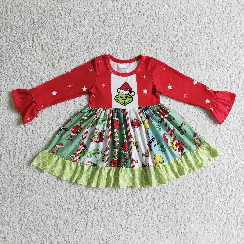 RTS 1109 dress long sleeve christmas patchwork red green