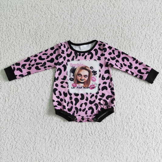 LR0142 pink leopard long sleeve baby girl bubble romper 0901 RTS