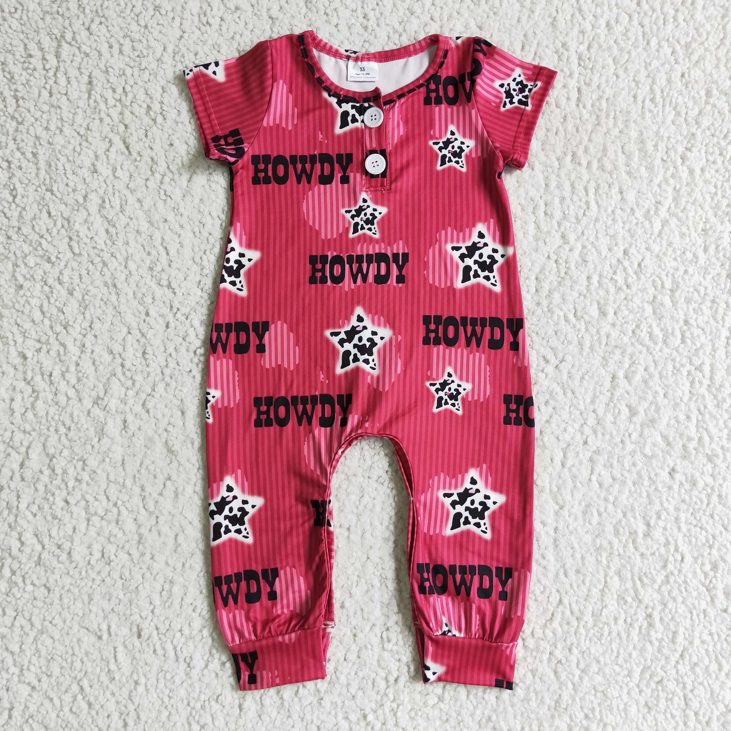 promotion RTS SR0073 howdy stars red short sleeve romper 1010