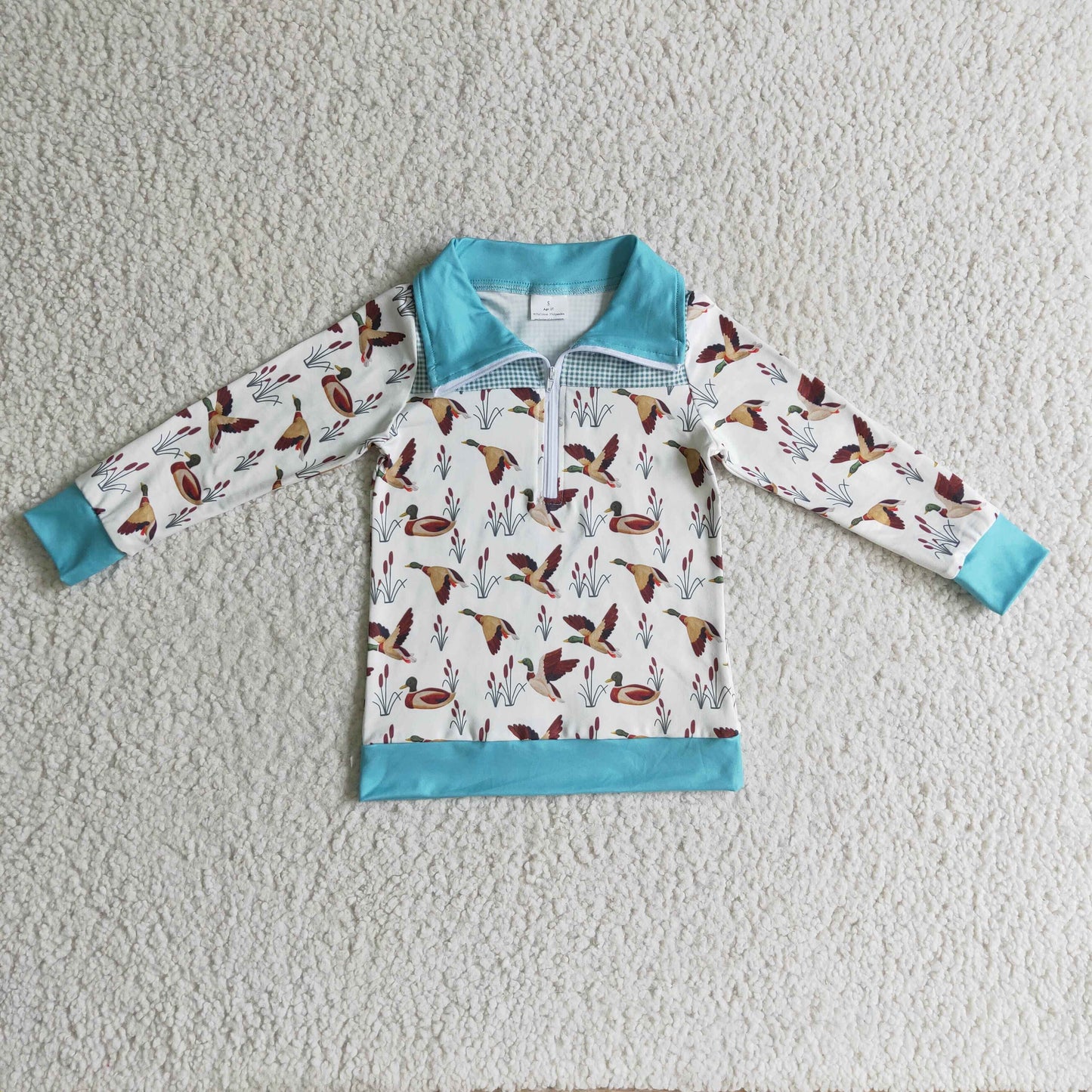 BT0095 wild duck boy long sleeve zipper pullover shirt 1025 RTS