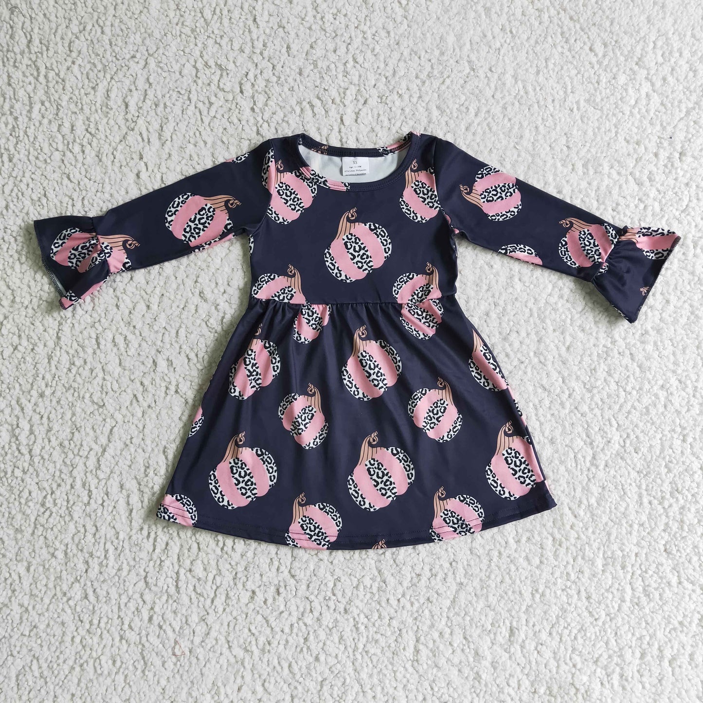 202408 RTS promotion GLD0113 RTS halloween PINK PUMPKIN girl long sleeve dress