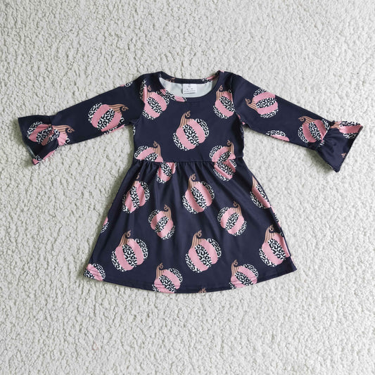202408 RTS promotion GLD0113 RTS halloween PINK PUMPKIN girl long sleeve dress