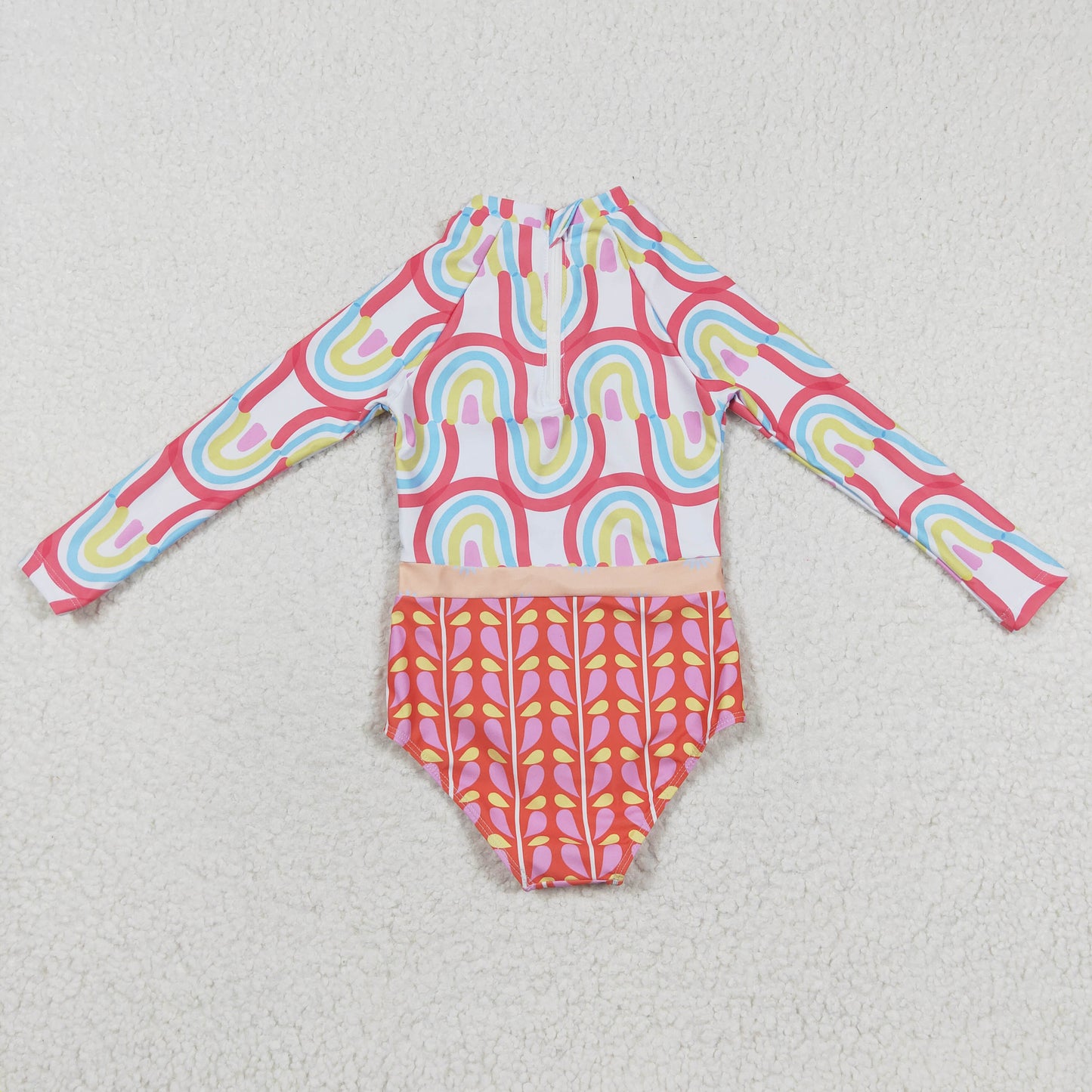 S0116 swimwear pink rainbow swimsuit 20230415 RTS