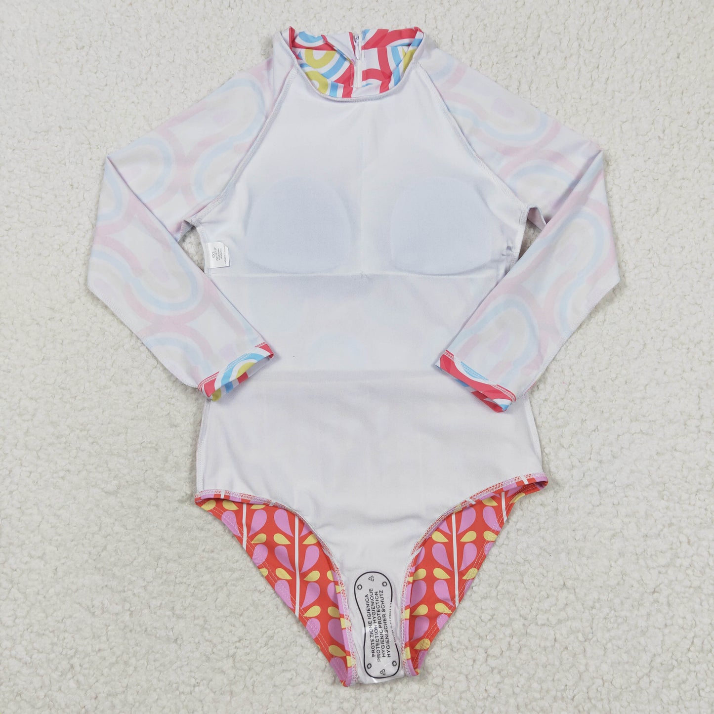 S0116 swimwear pink rainbow swimsuit 20230415 RTS