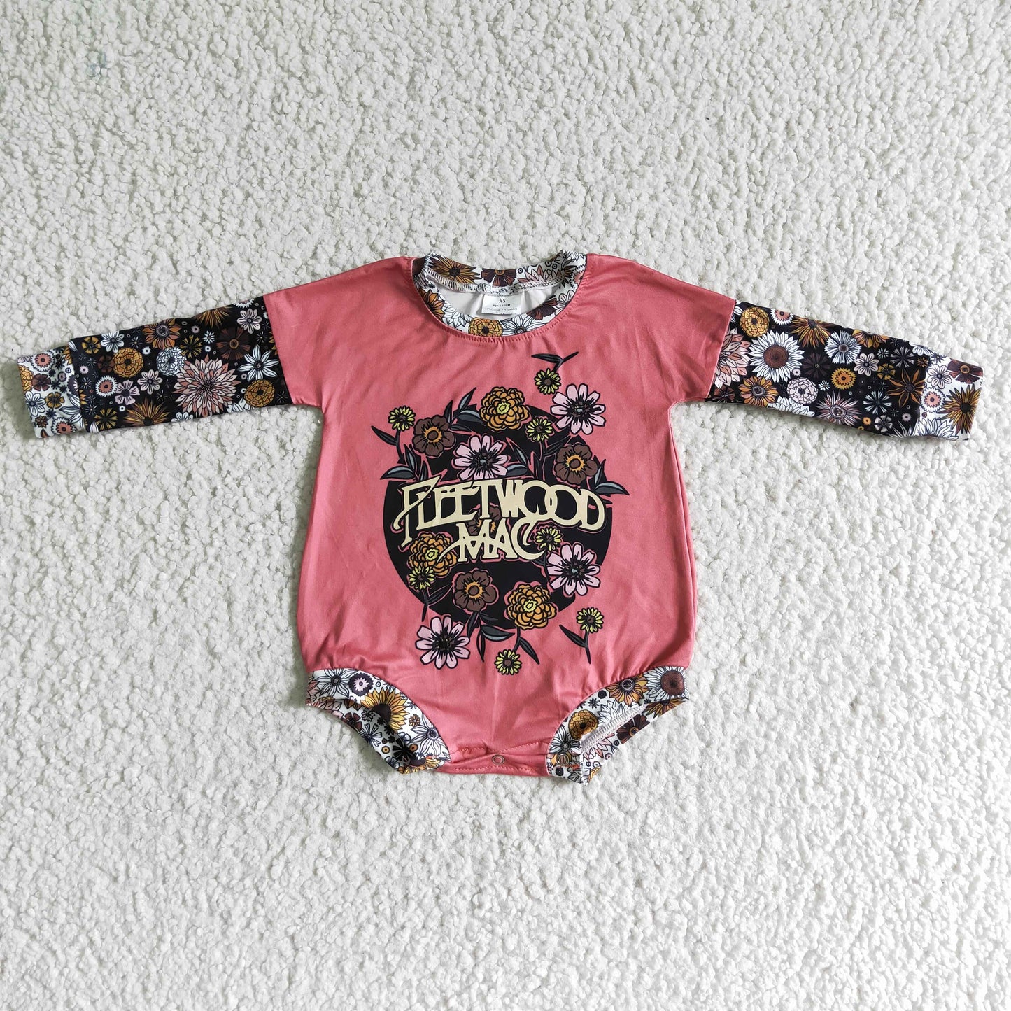 LR0020 pink flower flffiwwood MAC long sleeves purple babie girl romper 20230304 RTS