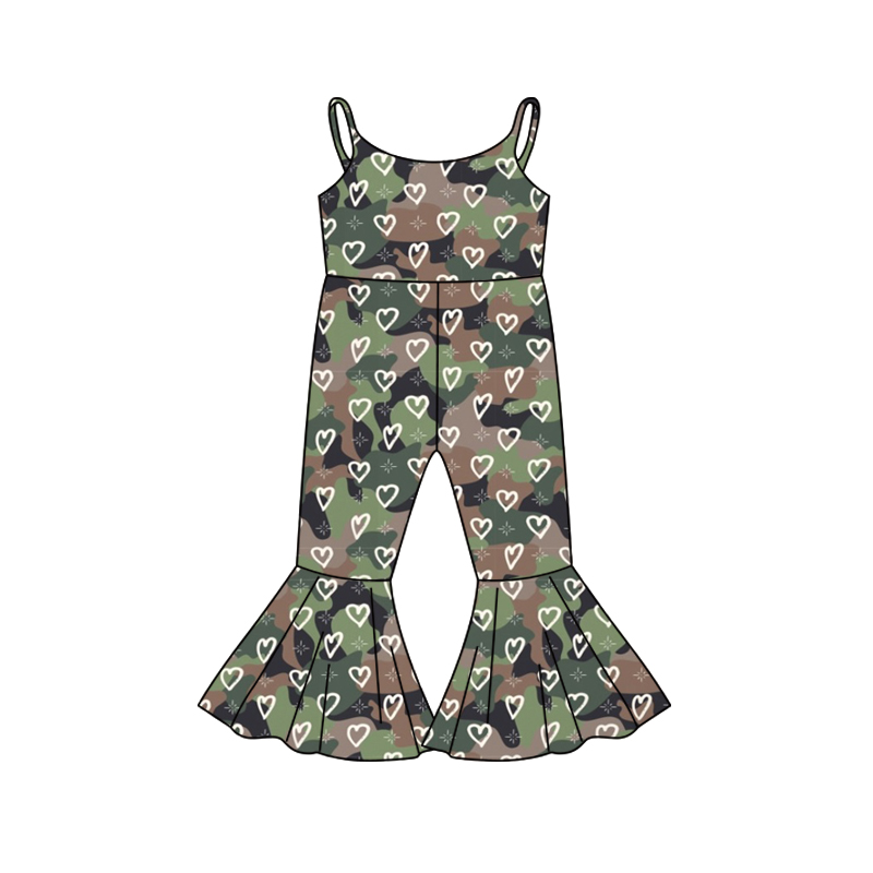 1021 preorder camo love green short sleeve girl jumpsuit overall SR0104
