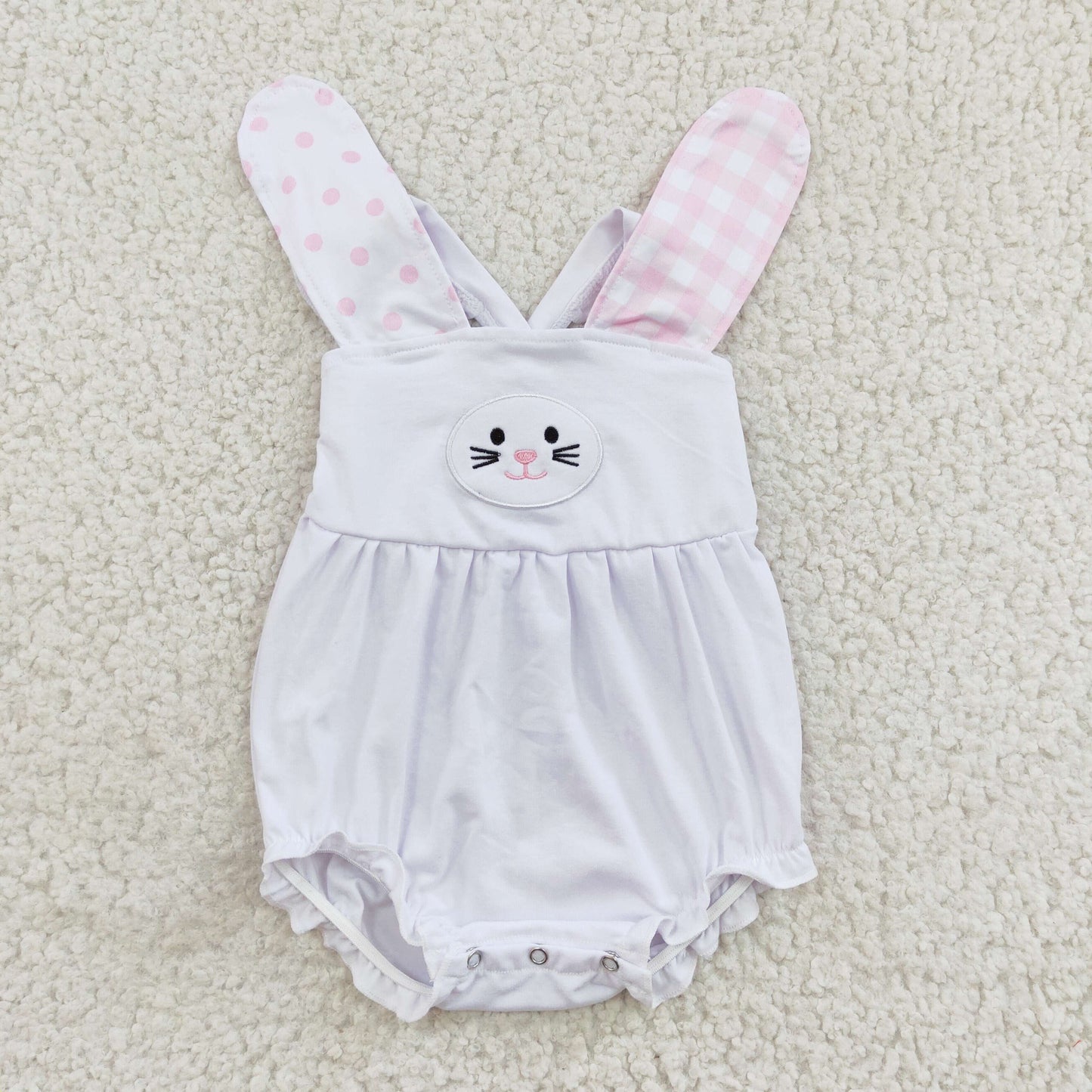 SR0111 short sleeve embroidery rabbit ear bunny girl bubble romper 1219 RTS