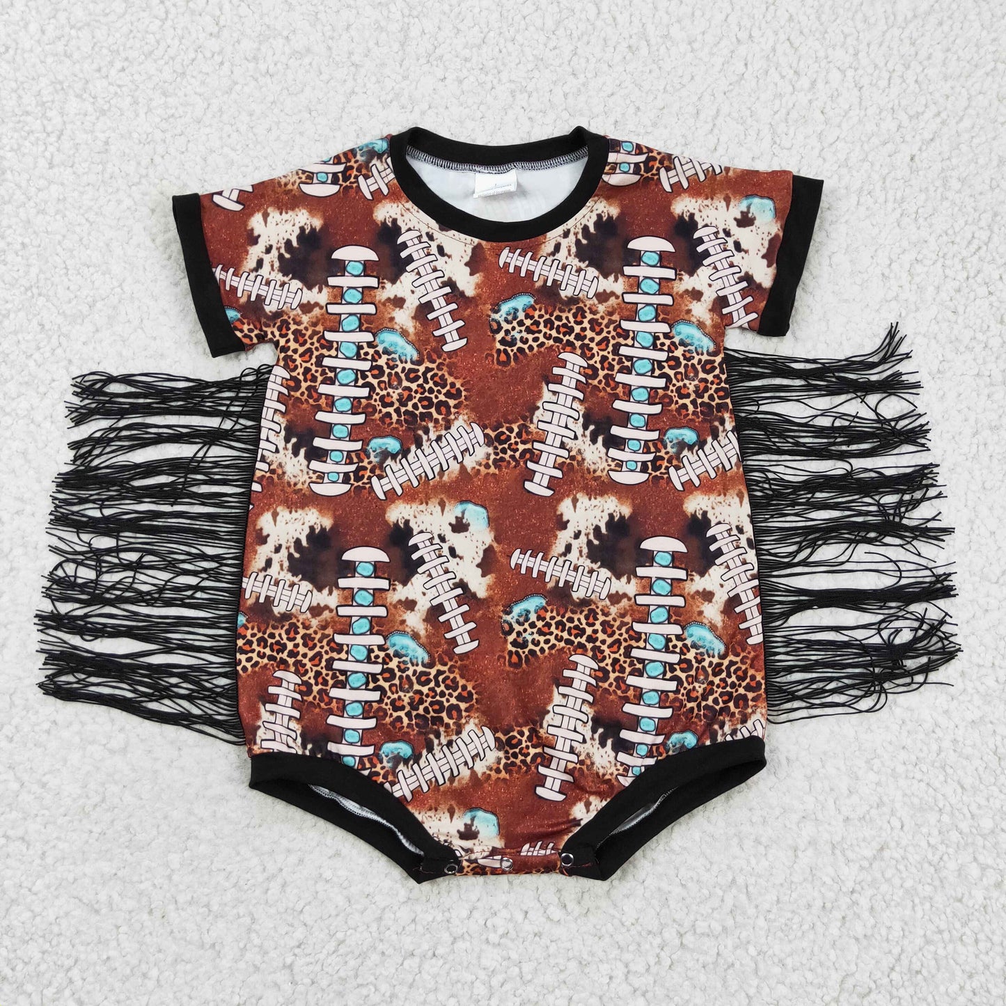 promotion RTS SR0113 cow western tassel fringe girl romper clothes 1122