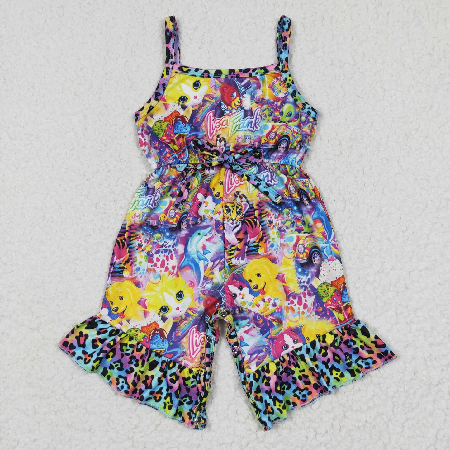 SR0177 lisa cat cartoon panda tiger short sleeve girl overall jumpsuit romper 20230321 RTS