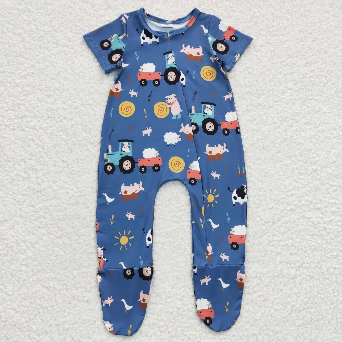 promotion RTS SR0195 western cow short sleeve boy romper 20230225