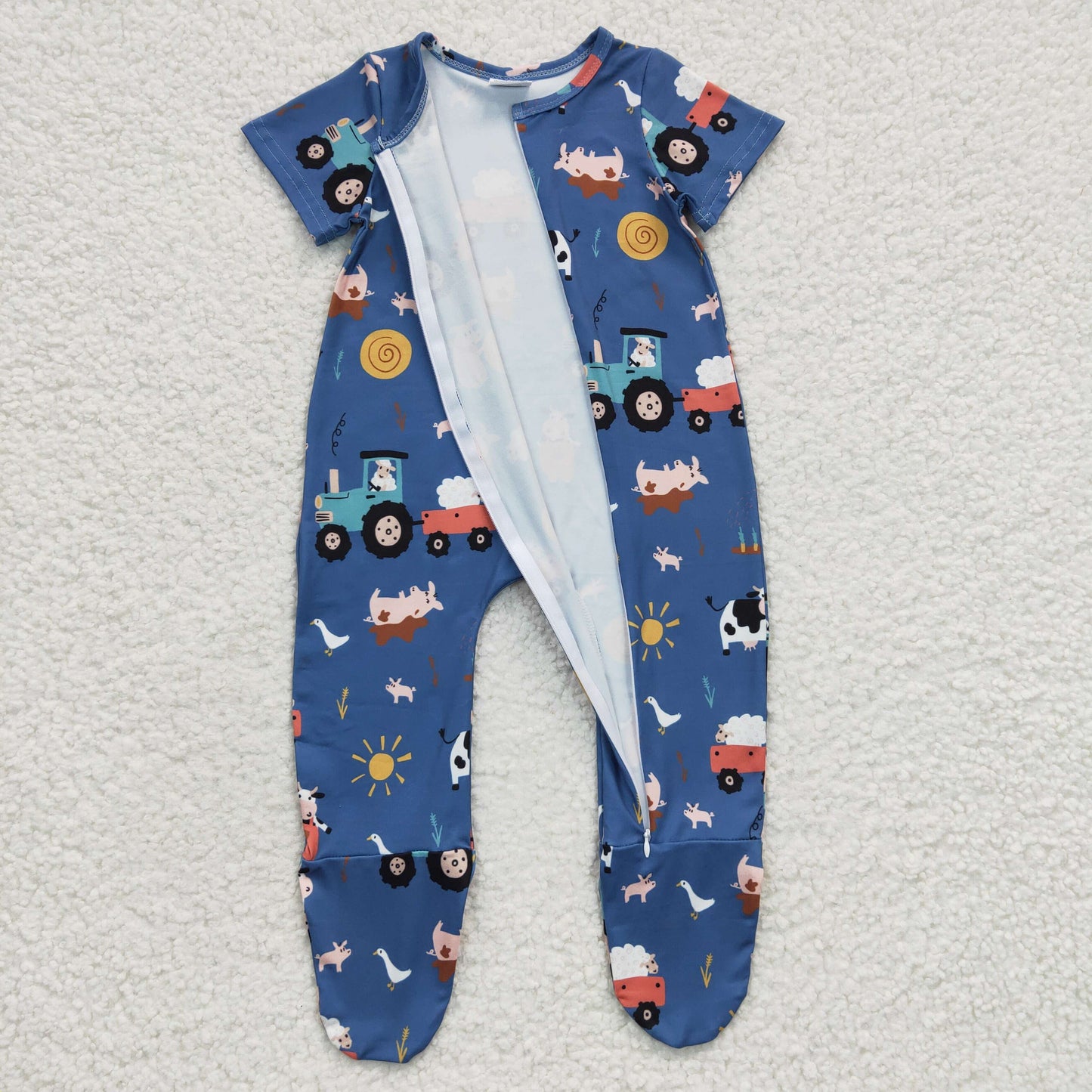 promotion RTS SR0195 western cow short sleeve boy romper 20230225
