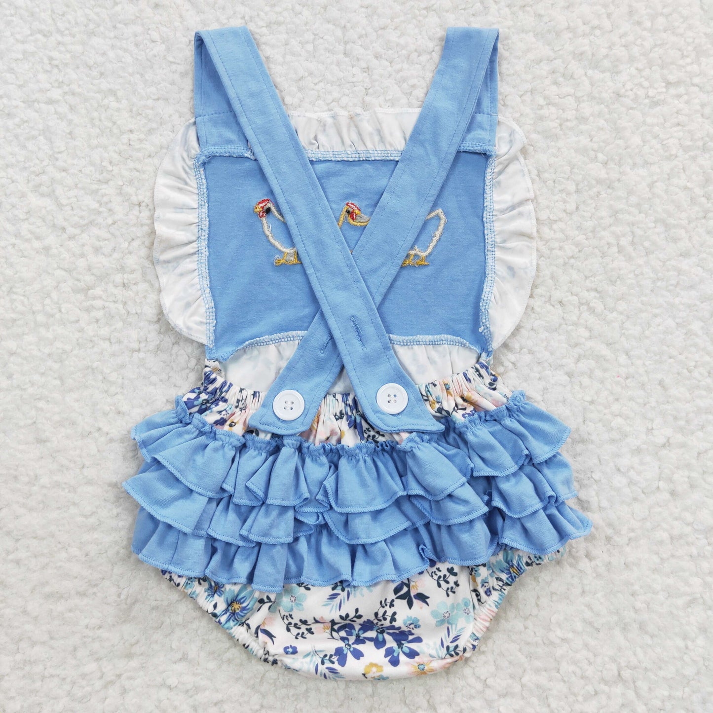SR0285 chicken embroidery tank-sleeve short sleeve girl romper 20230412 RTS