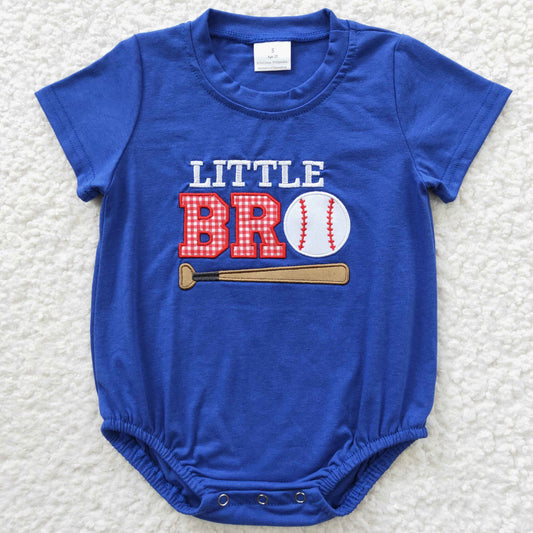 SR0291 baseball Embroidery short sleeve baby romper  RTS  Free shipping order $100+