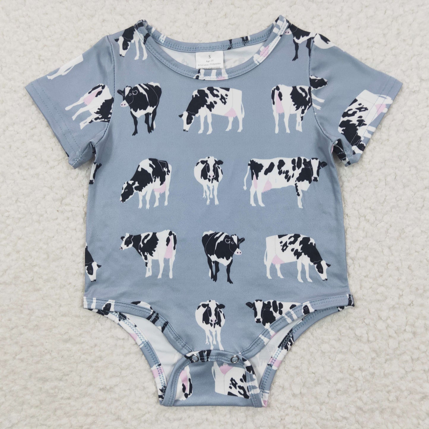 SR0297 western cow farm short sleeve baby romper 20230328 RTS