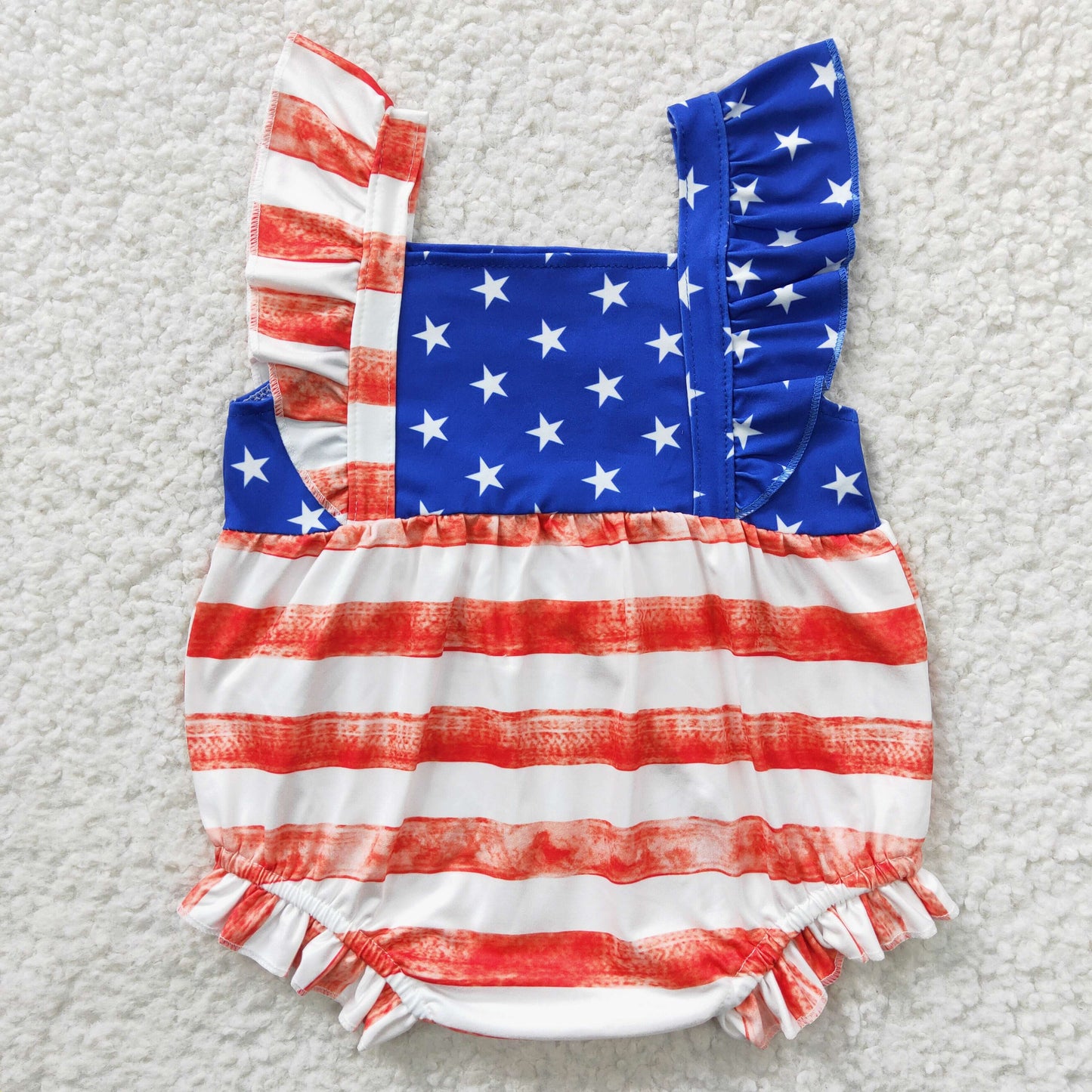 SR0326 western 4th July short sleeve girl summer romper 20230309
