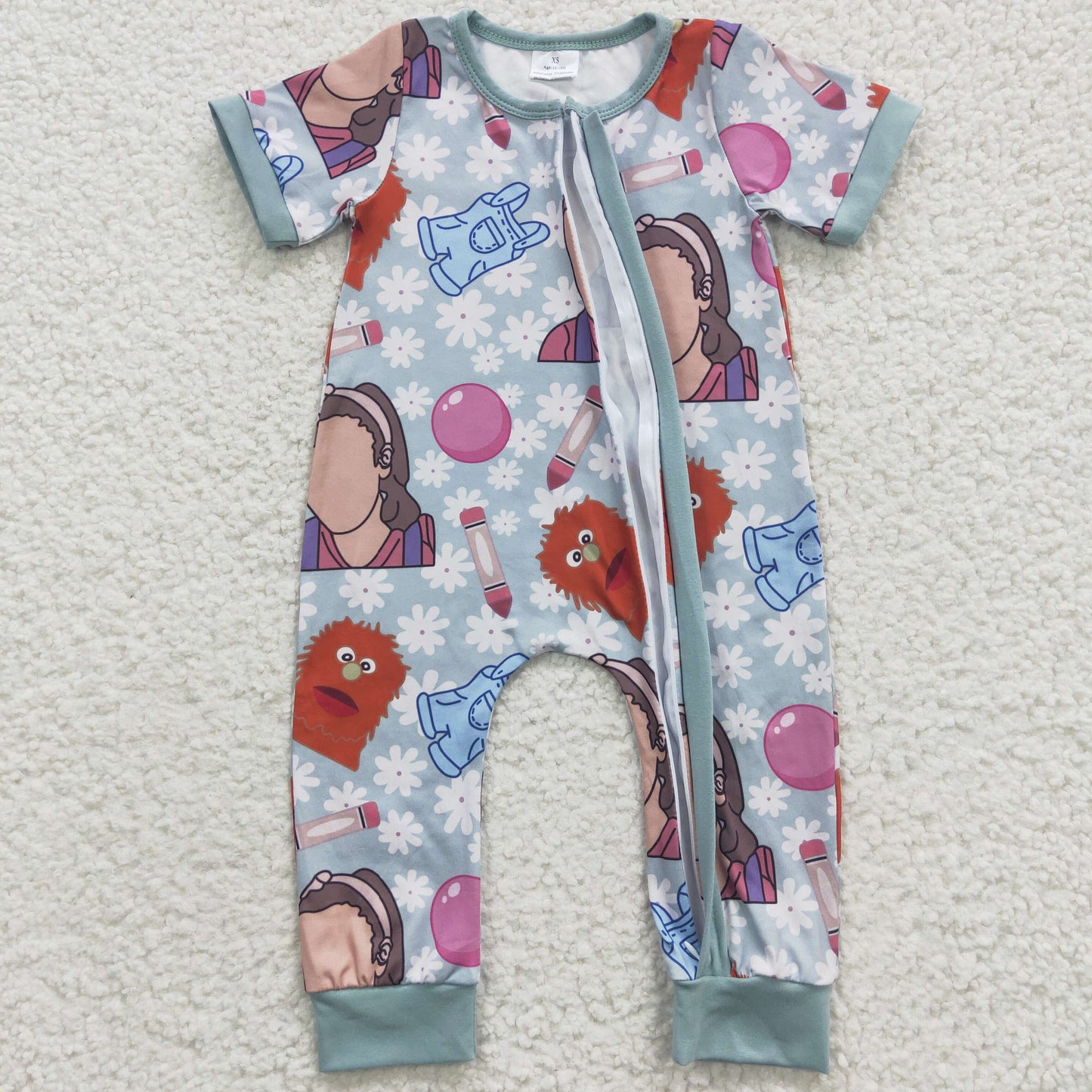 SR0347 cartoon Mr rachel school short sleeve boy girl romper 20230417 RTS