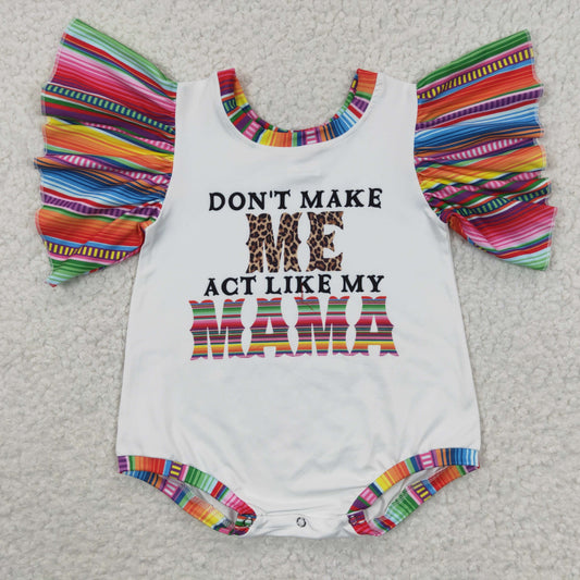 SR0361 don't make me act like my mama red stripe short sleeve girl summer romper 20230329 RTS