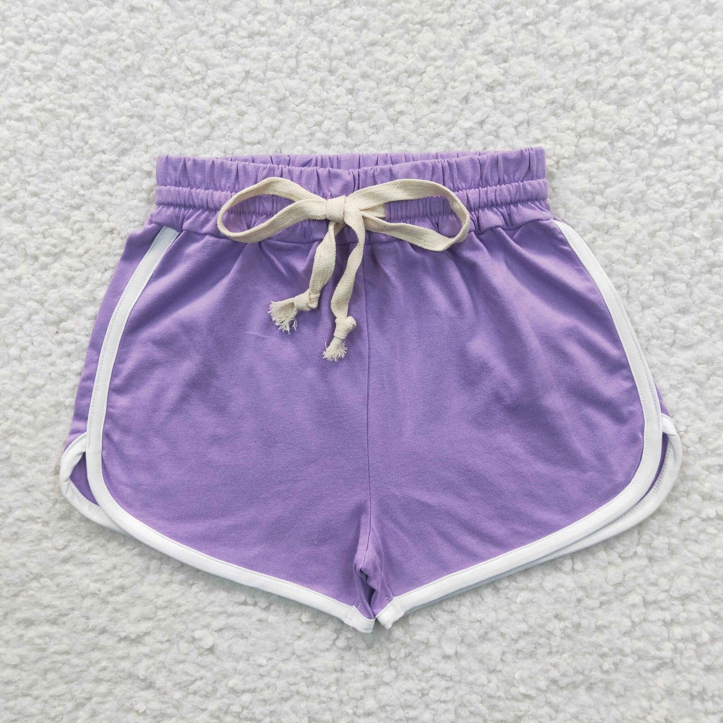 SS0097 PURPLE solid color pocket girls towel fabric sports shorts 20230329 RTS