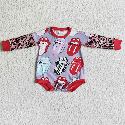 RTS red tongue purple long sleeves girl romper new 0706 RTS
