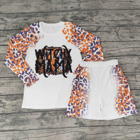 orange pumpkin long sleeve shorts leopard adult outfit halloween 0923 RTS