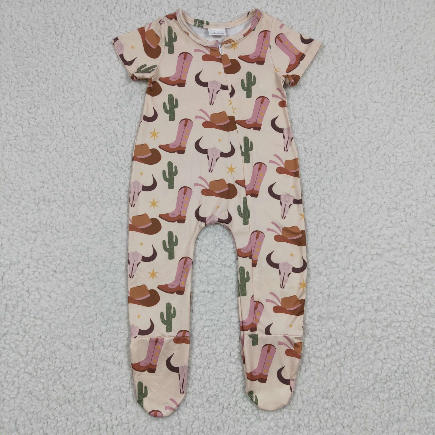 promotion RTS SR0192 western cow short sleeve boy romper 20230206