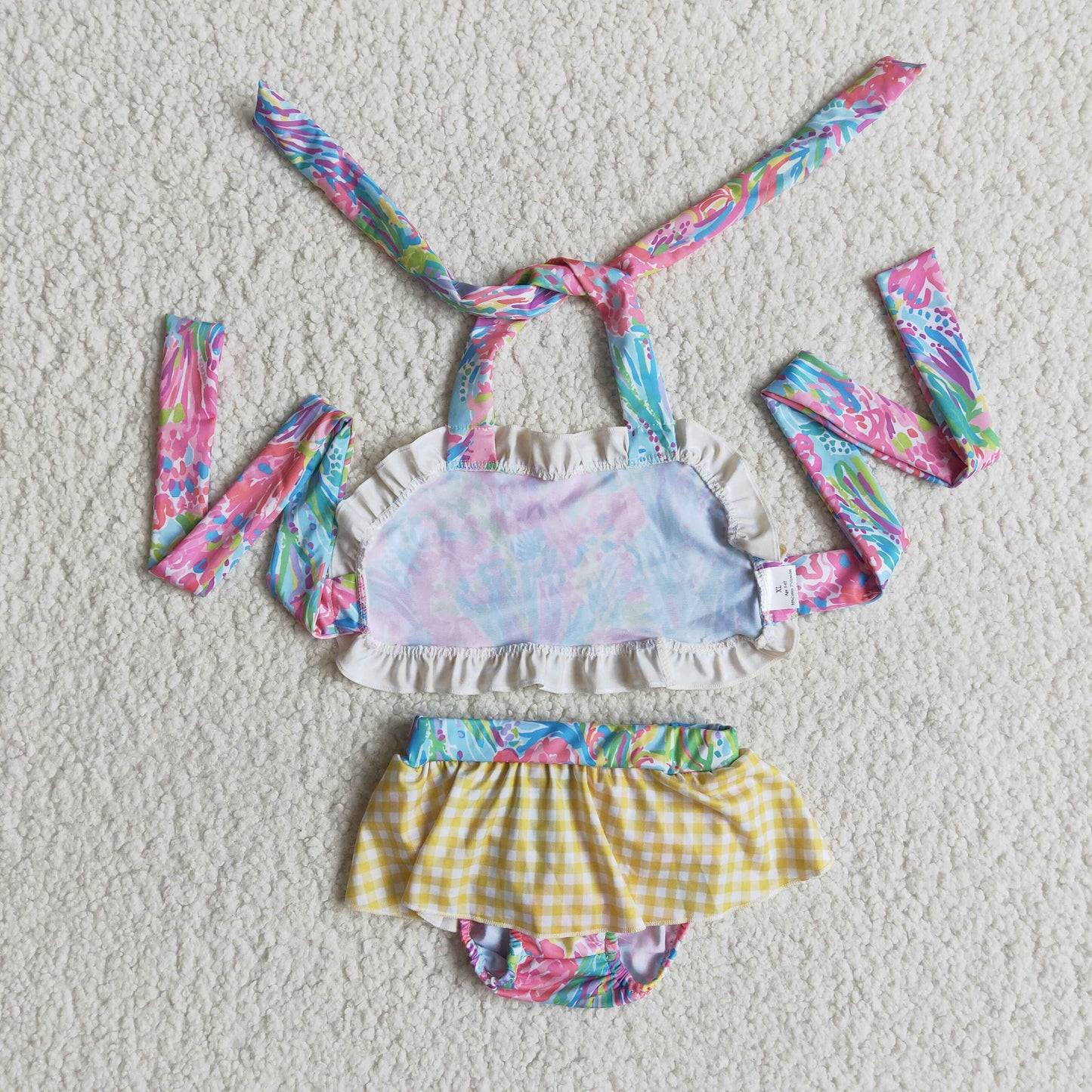 yellow plaid colorful girl swimwear Jan 0105