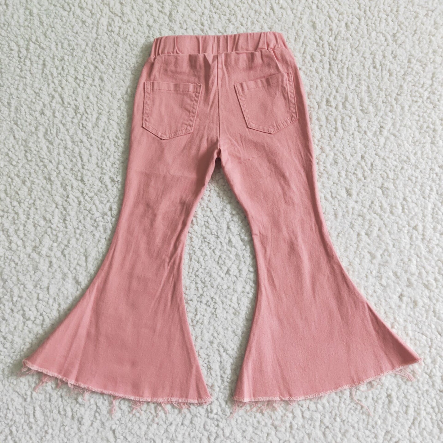 pink bell bottom denim pants