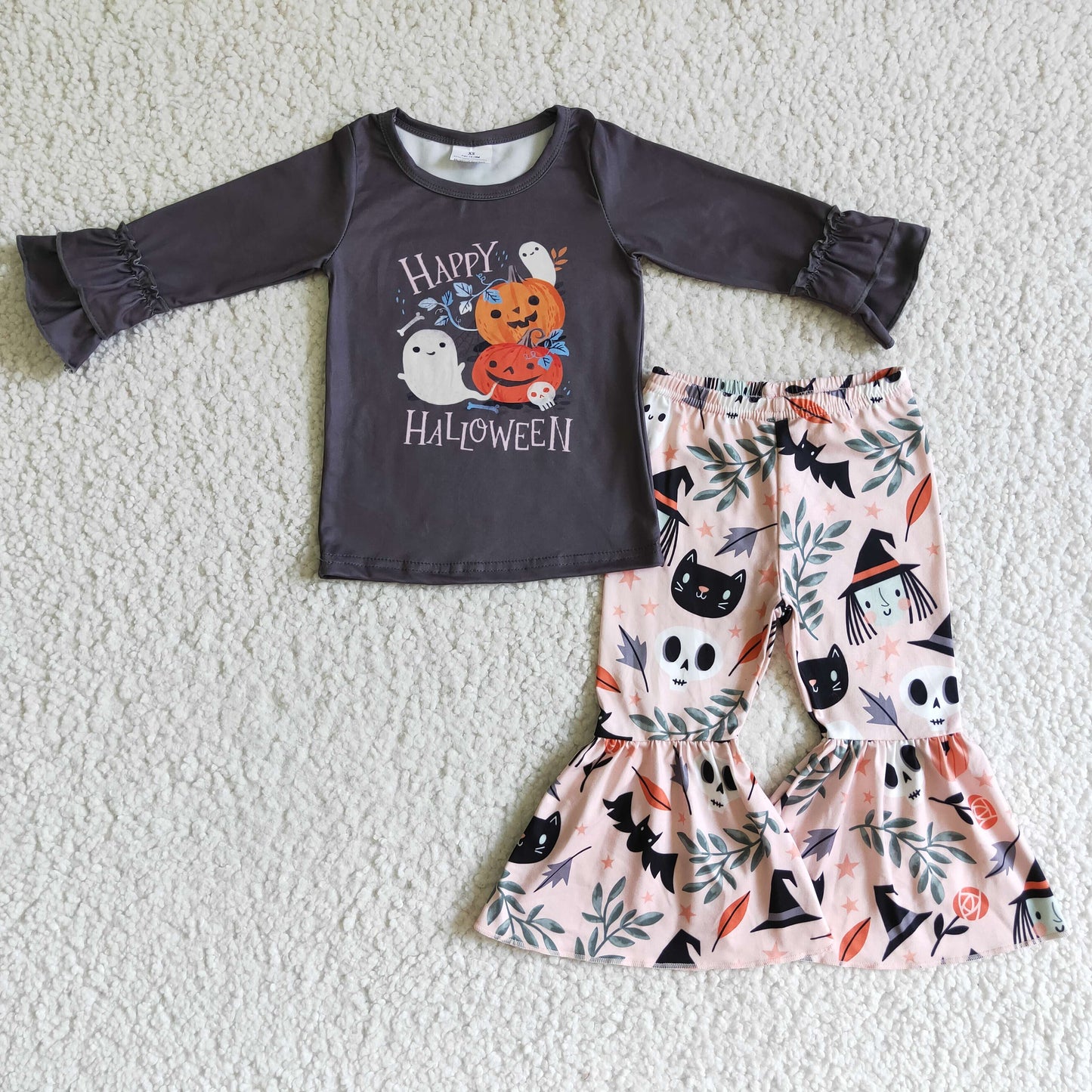 Promotion RTS GLP0239 happy halloween long sleeve catoon boo pumpkin girl outfits 0905