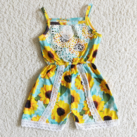 sunflowers lace belt sling jumpsuit 0404