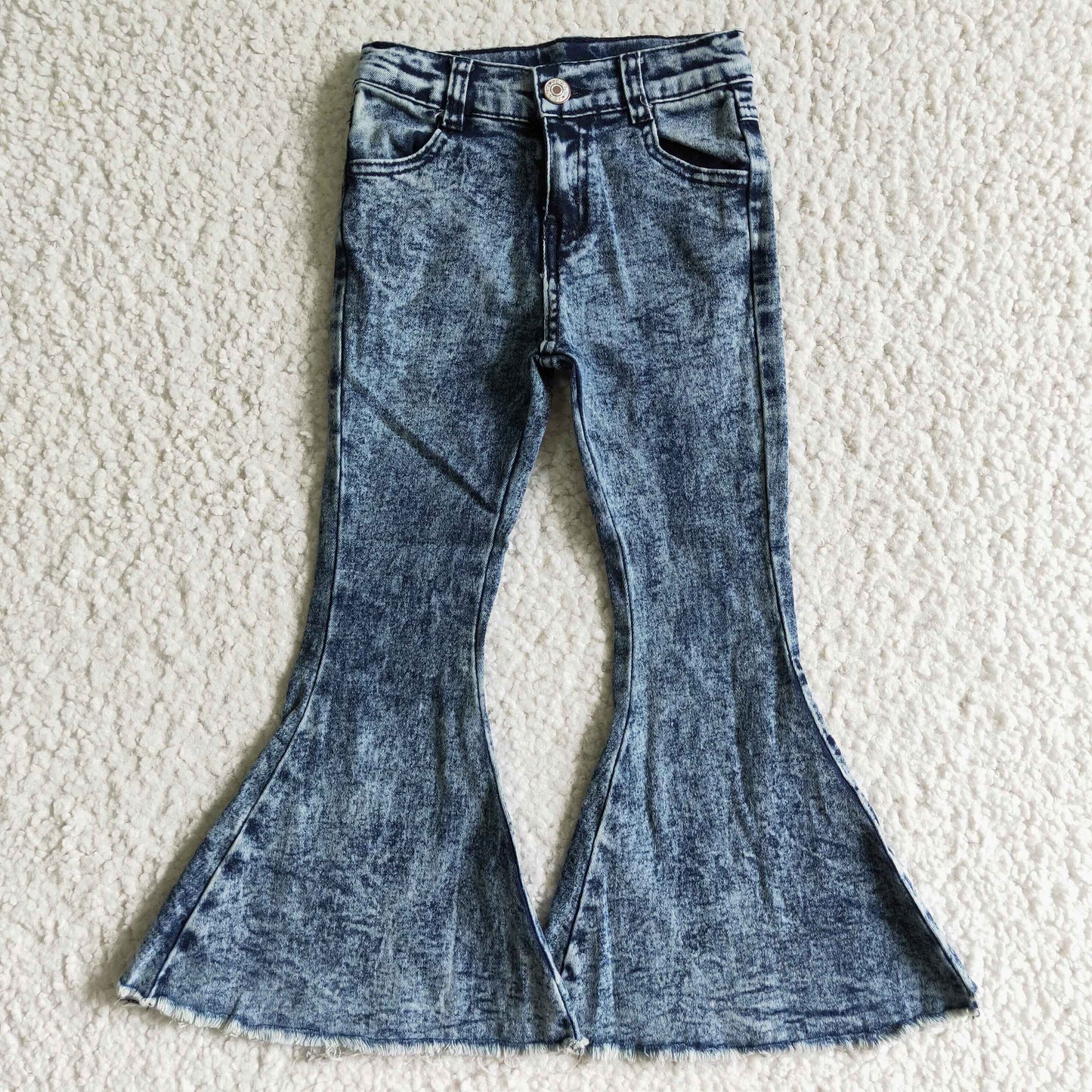 P0008 RTS light blue bell kids girl denim jeans kids & mama