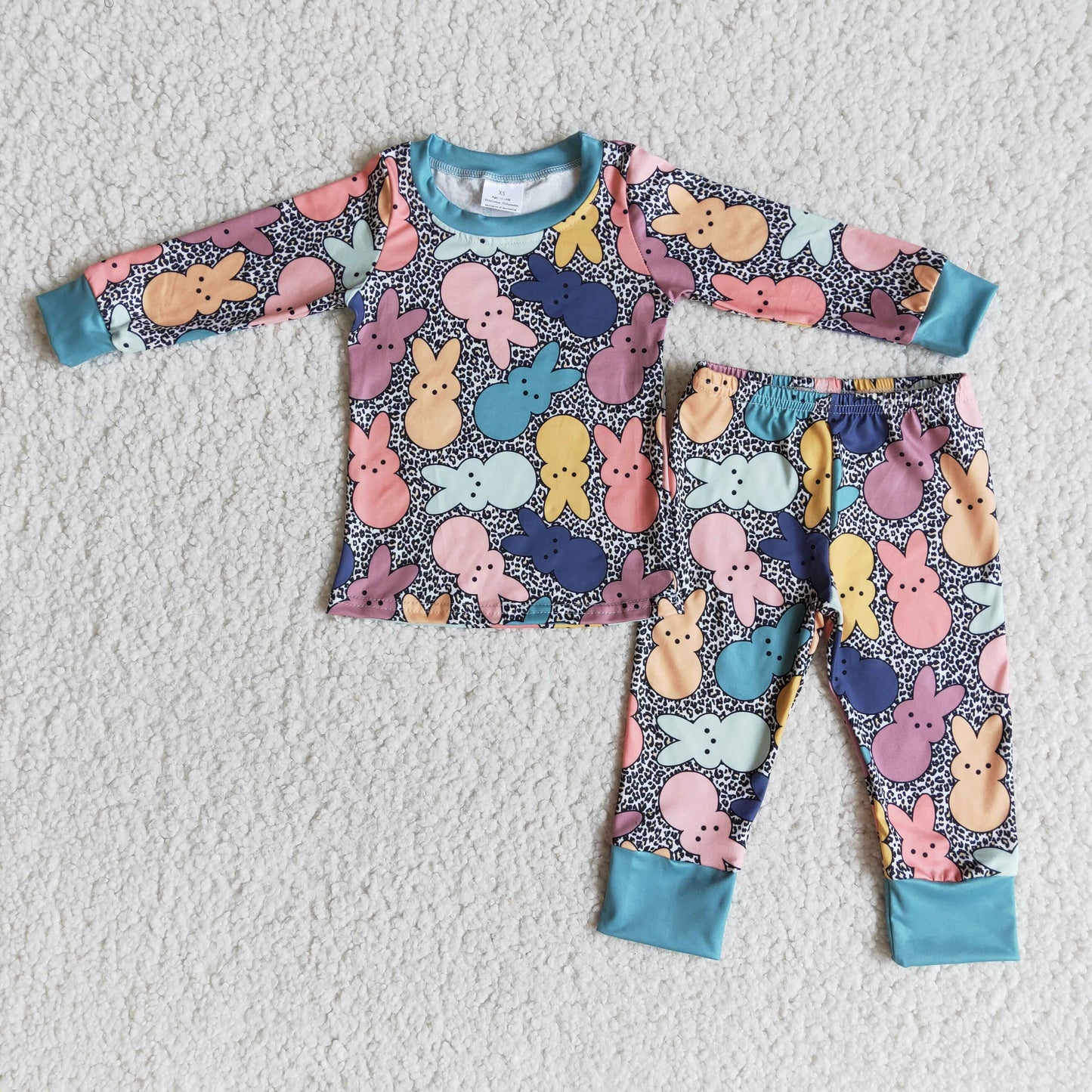promotion rabbits blue leopard print boy long sleeve pajamas outfits 0103