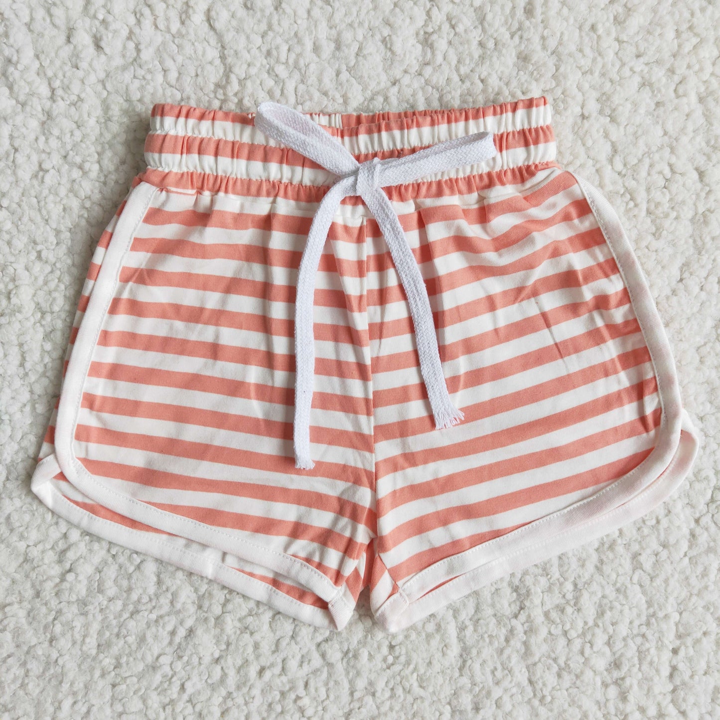 pink white stripe girls cotton sports shorts 0124