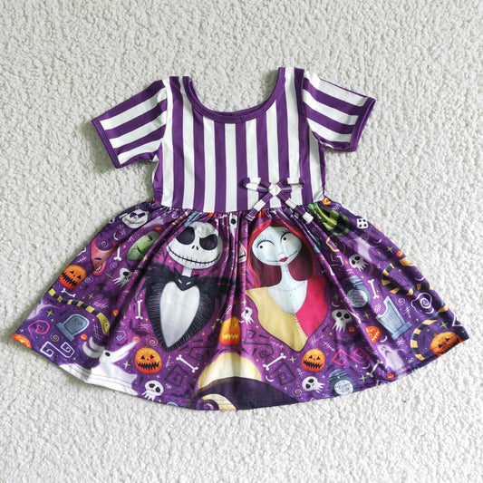 GSD0108 RTS purple stripe short sleeve halloween girl dress clothes real pic0611