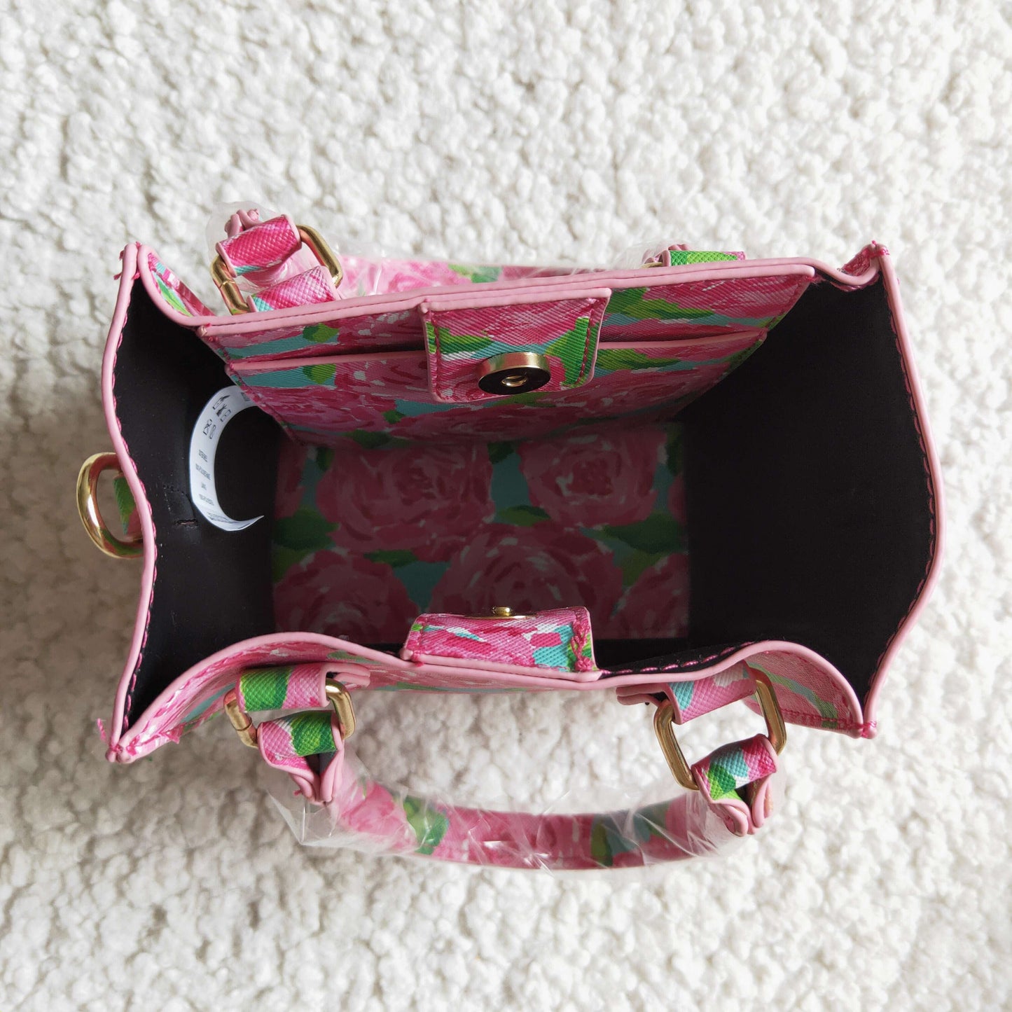 RTS 13.5CM*9CM*14CM baby Bag pink rose floral bag 0917