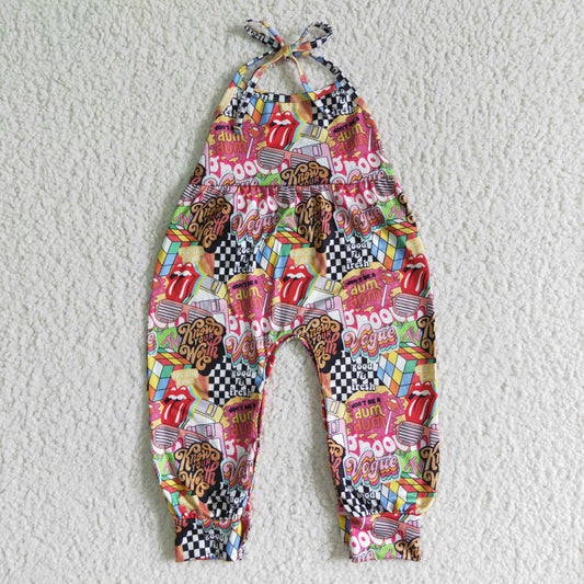SR0054 RTS tongue cube short sleeve jumpsuit girl sling overall 20230316