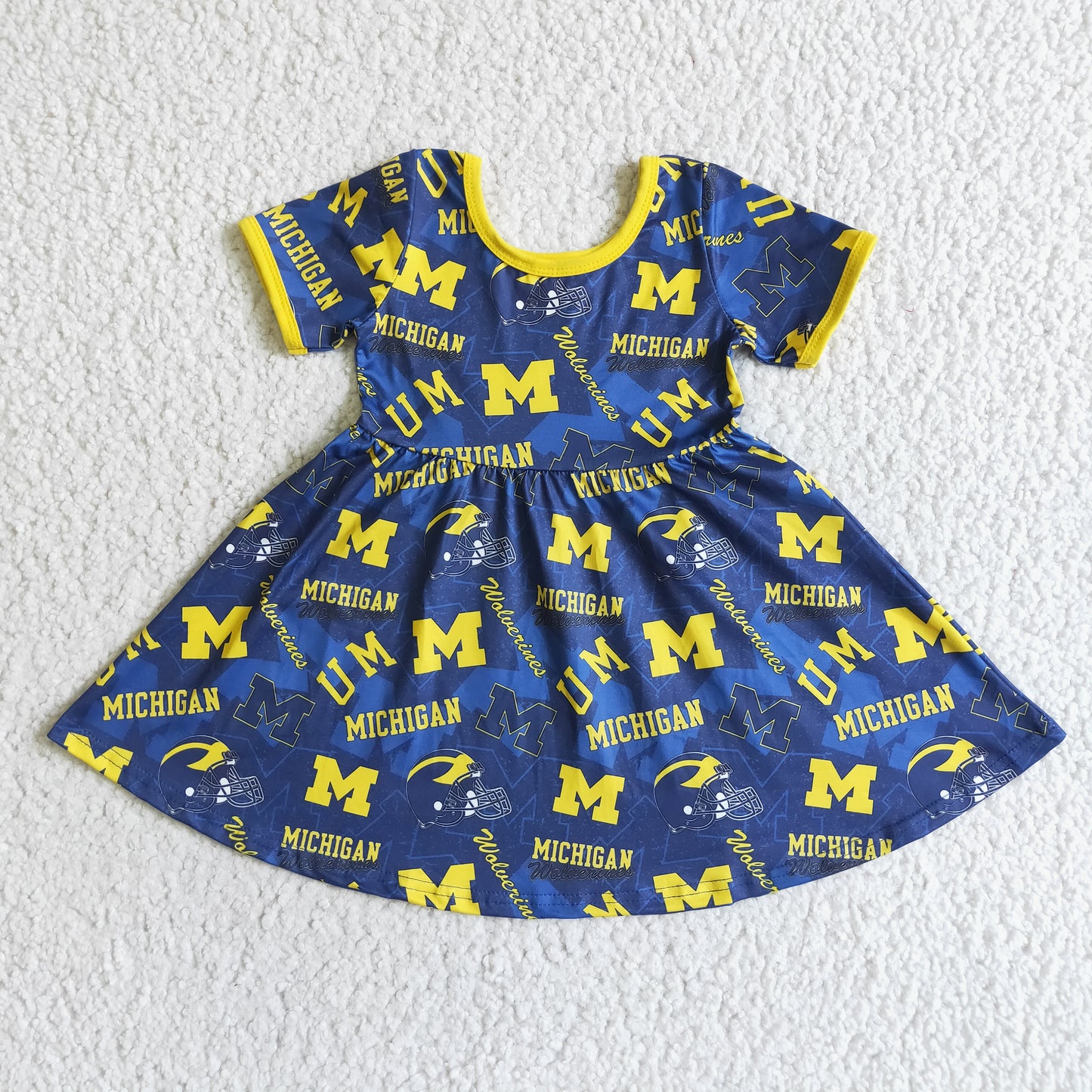 0715 RTS M team short sleeve blue girl dress