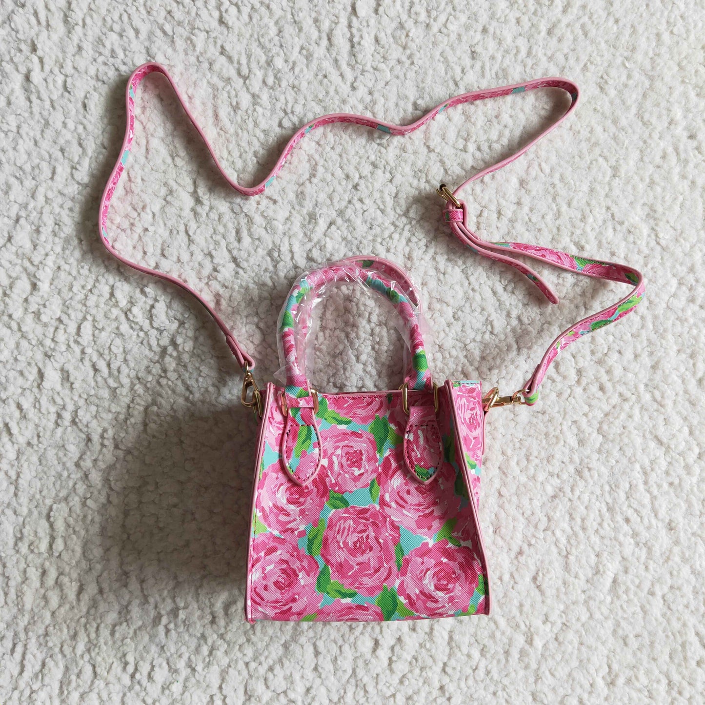 RTS 13.5CM*9CM*14CM baby Bag pink rose floral bag 0917