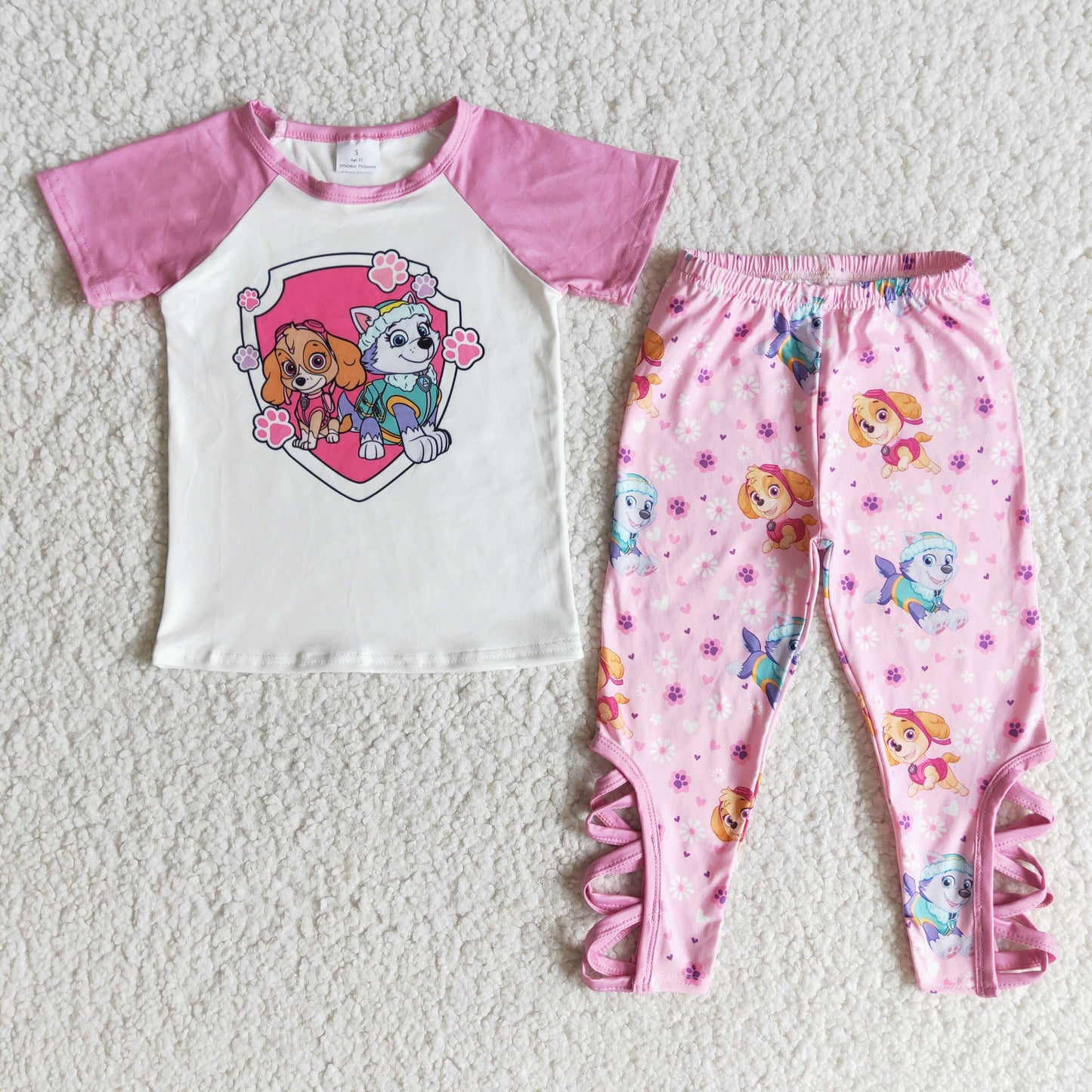 promotion RTS E6-29 cartoon dogs pink raglan legging pant girl outfit