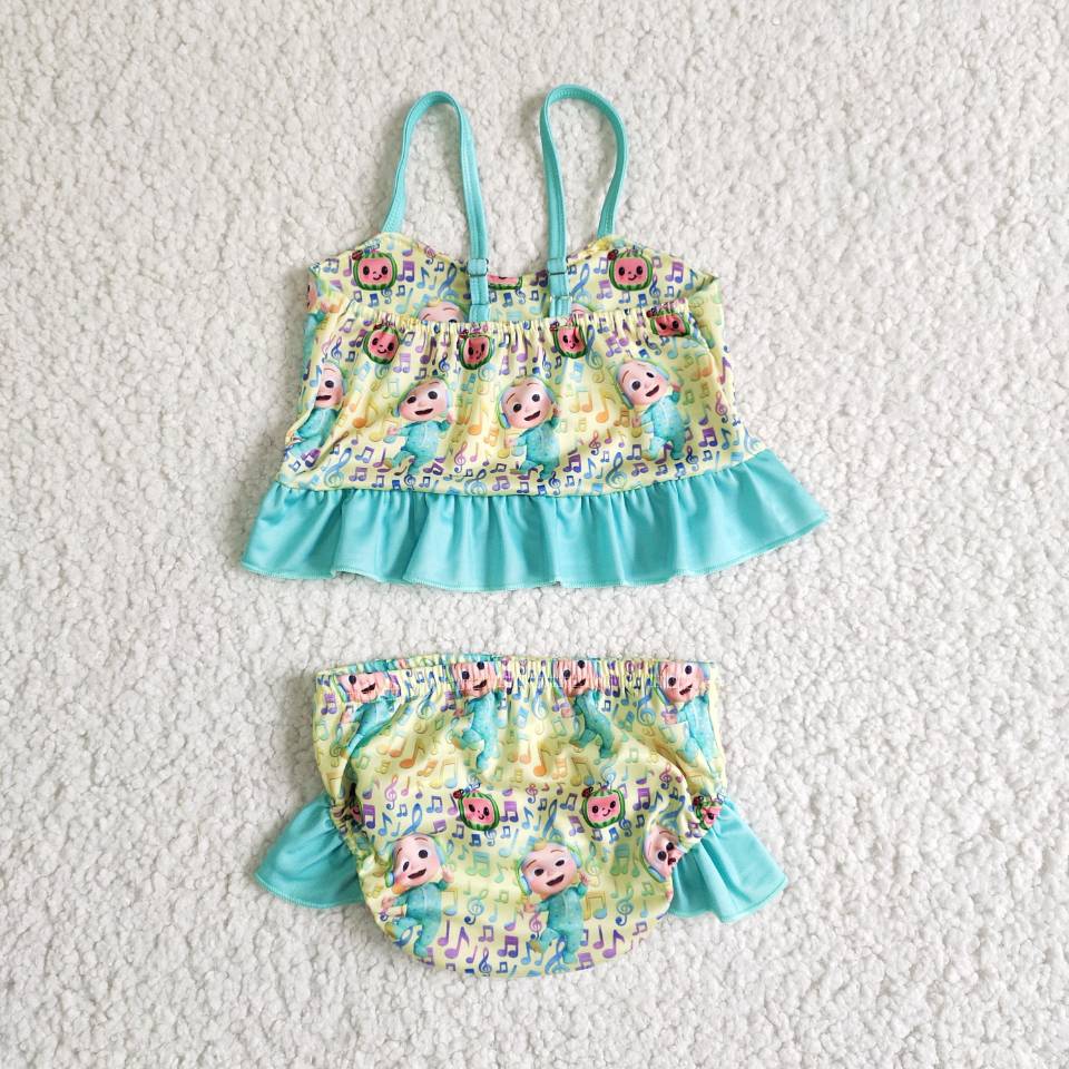 Shoulder strap yellow music watermelon girl swimwear 0224 Feb
