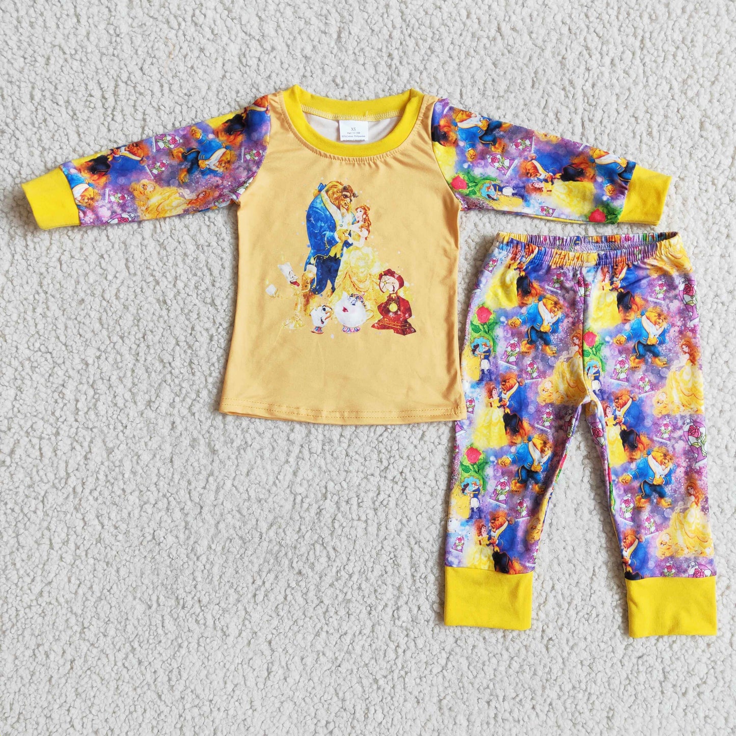promotion 6 B8-4 cartoon light yellow long sleeve girl pajamas outfit RTS 202501