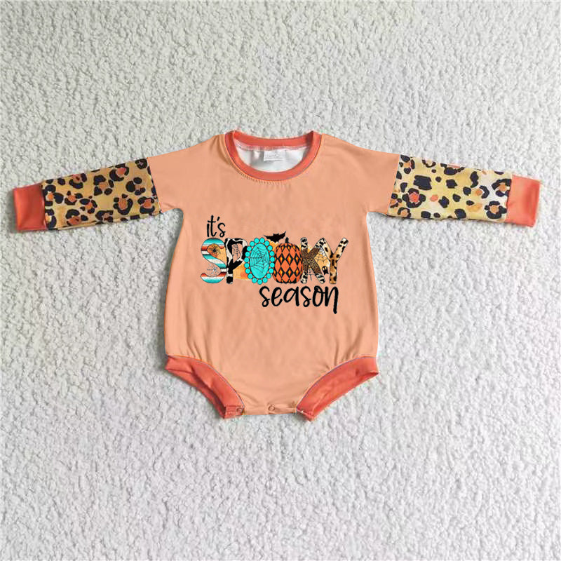 Hallween long sleeve girl romper orange RTS