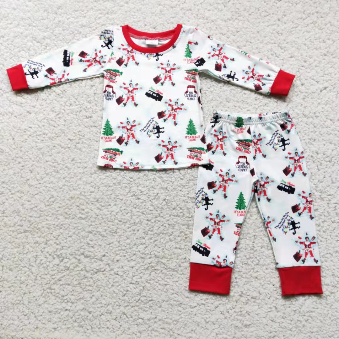 promotion 6 C11-16 Christmas tree santa long sleeve boy pajamas outfit 1123 RTS